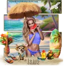 Blonde eating watermelon on the beach - Jane 