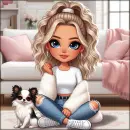 Girl and her chihuahua AI graphic I made