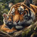 Tiger and cub