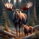 Moose with baby 