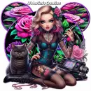 Tattoo artist woman does her job