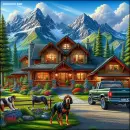 AI Cabin with mountains