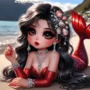 Mermaid red glitter