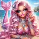 Pink mermaid princess