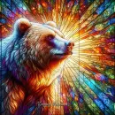 Stained glass Grizzly bear
