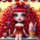 Redhead girl with ice cream