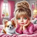 Girl and her chihuahua AI graphic I made