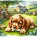 Cute dog with bone 