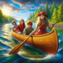 Kids in a canoe