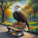 Bald Eagle on bench
