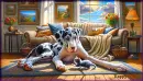 Great dane and kitty