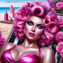 Pink beach girl