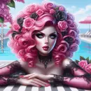 Pink beach girl