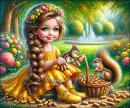 Girl with squirrels