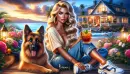 Girl & dog on beach