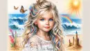 Beautiful young girl beach scene