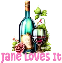 Wine bottle and glass - Jane