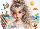Adorable little girl beach scene