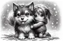 Girl and her puppy