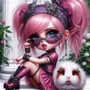 Pink Girl with Guinea pig