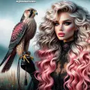 beautiful woman with falcon