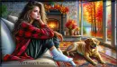 Girl staring out window in Autumn 