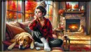 3 Girl staring out window Autumn
