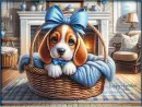 Basset in a basket