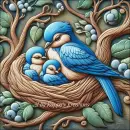 Baby blue birds with Mom