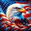 American flag and Bald eagle
