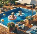 Two dogs enjoying some Pool time!