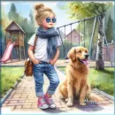 Girl and her dog 