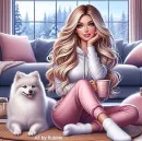 Woman Chilling with her best Pal