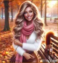 Woman walking in the Park in Autumn.