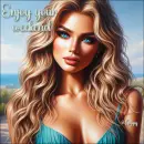 Girl on beach - Enjoy your weekend