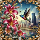 Humingbird with Pitsburgh background