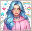 Woman with Blue hair - by Robbie