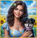 A woman with her dog