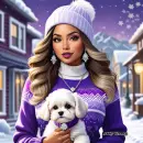 Snow Girl with dog
