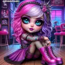 Pink Gothic Emo cute Girl