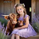 sweet girl with cow