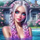 beautiful summer girl in the pool