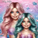 cute  Mermaid girls under the sea