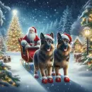 Ginger pulling Santa's Sleigh