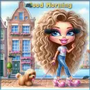 Good Morning Girl with dog