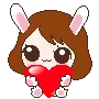 bunny girl hugs heart
