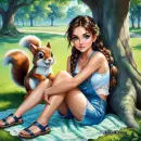 Girl with big squirrel