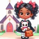 Church girl with kitty