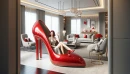 Room with a big red shoe