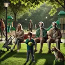 Eerie people in a park